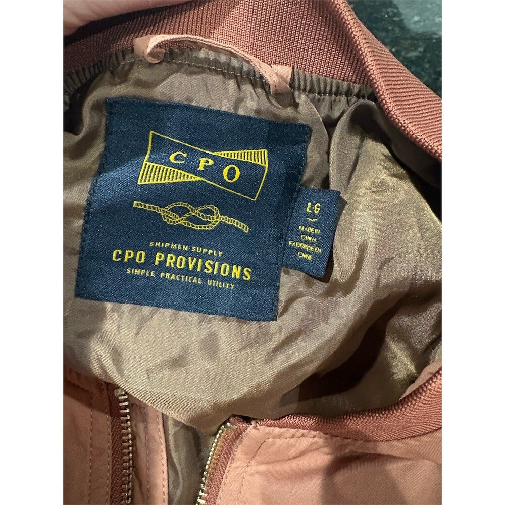 CPO Provisions Men's MA-1 Flight Bomber Jacket Rust Orange Full Zip Size L - Picture 11 of 12